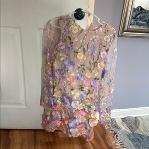 Avec Les Filles Floral Embroidered Midi Dress